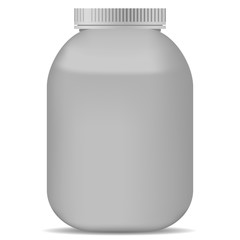 Vector image of a realistic plastic jar. 3d plastic pot