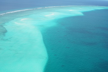 Aerial view from a seaplane in The Maldives