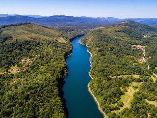 Fototapeta na wymiar Aerial view of river Dobra in Karlovac county, Croatia.
