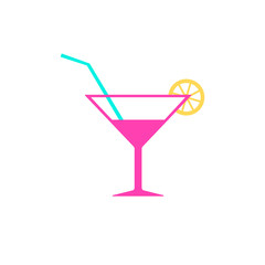 Vector icon of wine glass with fruit cocktail