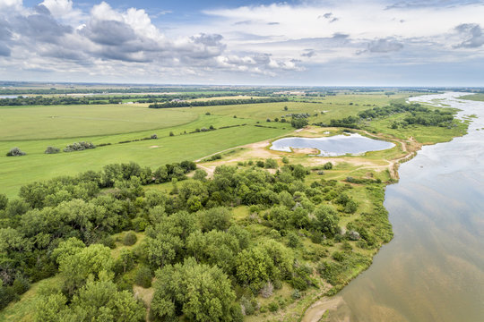 Platte River in Nebraska - aerial view