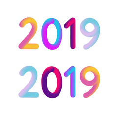 2019 New Year 3D card Banner Vector Illustration Design