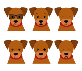 Vector set isolated emotion puppy dog. Collection funny dogs in cartoon style. Stock Illustrations isolated emoji character stickers with different emotions for site, print, reports, comics, web