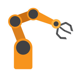Isolated industrial robot arm icon