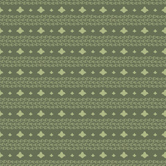 Vector seamless ornament horizontal stripes from outlines of flowers and curls in chains green olive pattern background.