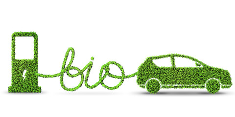Car powered by biofuel - 3d rendering - obrazy, fototapety, plakaty