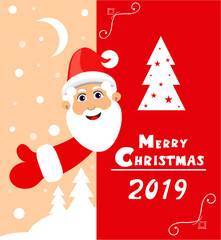 Vector illustration for cards and invitations, graphics and web with Santa Claus for 2019 year