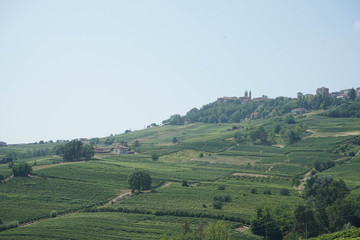 Fototapeta na wymiar Panoramic view of the hills of the Langhe, Piedmont - Italy