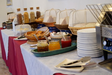 Breakfast buffet line