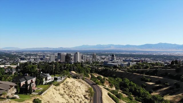Drone footage over Salt Lake City