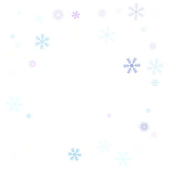 Falling down snow confetti, snowflake vector border. Festive winter, Christmas, New Year sale background. Cold weather, winter storm, scatter texture. Hipster snowfall falling snowflakes cool confetti