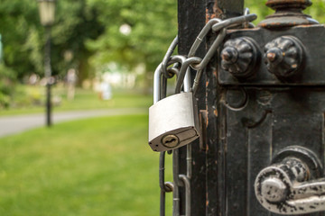 Padlock on gate