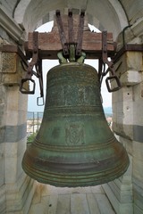 Fototapeta premium Pisa,Italy-July 28, 2018: Bells on top of Pisa Tower 