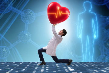 Doctor cardiologist supporting cardiogram heart line