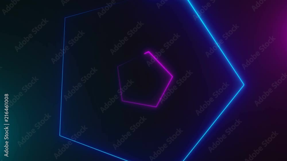 Poster many neon triangles in space, abstract computer generated backdrop, 3d rendering backdround