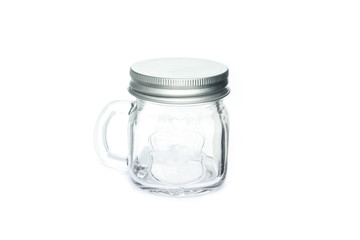 glass jar empty on white background