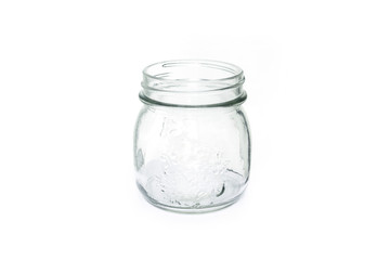 glass jar empty on white background