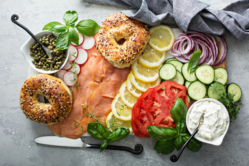 Bagels and lox platter