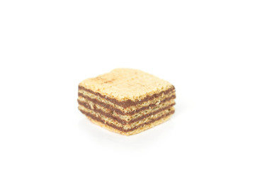 wafer chocolate dessert on white background