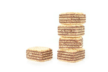 wafer chocolate pile  stackable dessert on white background