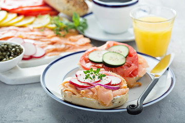 Bagels and lox platter