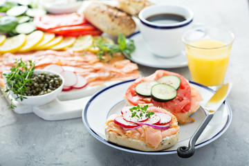 Bagels and lox platter