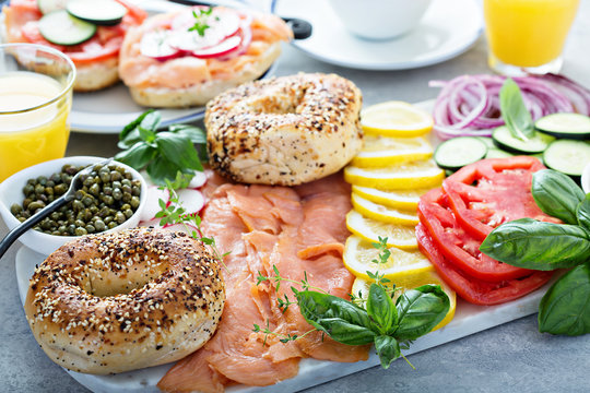 Bagels and lox platter