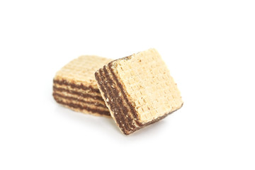 wafer chocolate dessert on white background