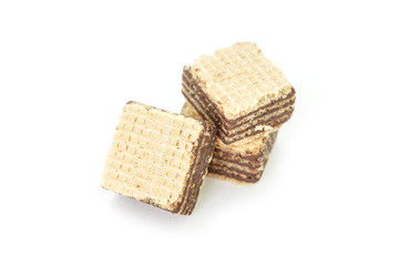 wafer chocolate dessert on white background