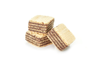 wafer chocolate dessert on white background