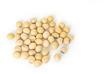 soy bean plant seed pile healthy vegetable food on white  background