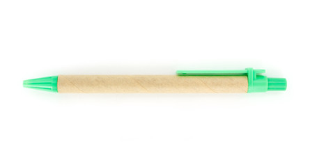 green pen on white background.