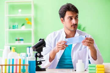 Chemist testing soap in the lab