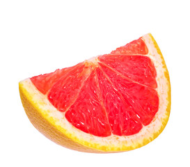 Grapefruit slice isolated on white background.