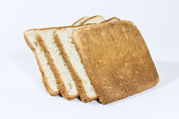 SLICES LOAF OF BREAD ISOLATED WITH WHITE BACKGROUND