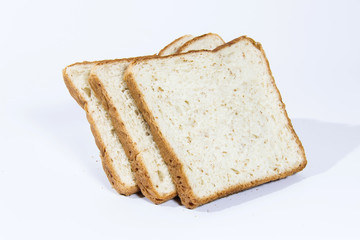 SLICES LOAF OF BREAD ISOLATED WITH WHITE BACKGROUND