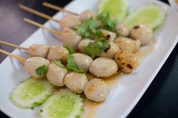 Grilled meatball with sauce