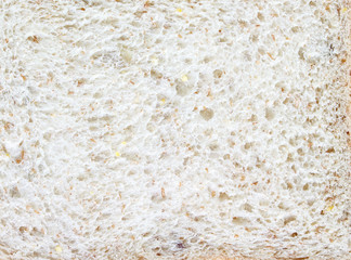 whole wheat bread top view on white background.