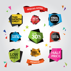 Colorful web and promotional design set.