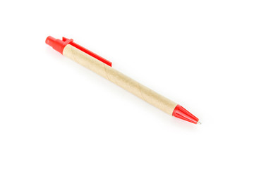 red pen on white background.