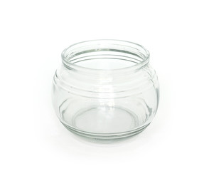glass jar empty on white background