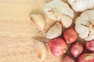 ingredients garlic, onion, food nature background