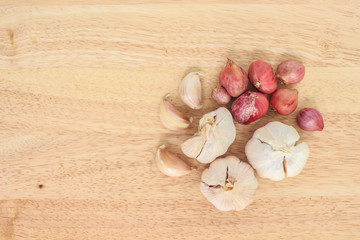 ingredients garlic, onion, food nature background