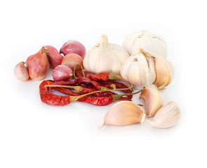 ingredients garlic, onion, chili food nature background