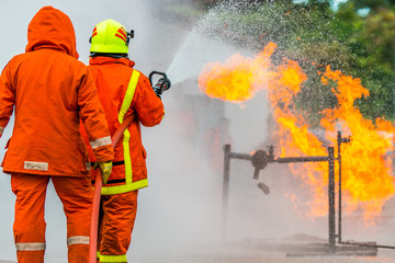 Firefighters in action ,Firefighters training