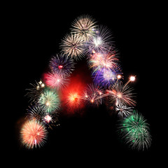 The Letter A , made from colorful  fireworks