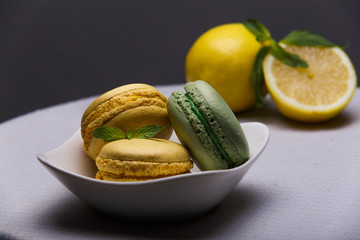 French dessert. Lime and lemon macaroons.
