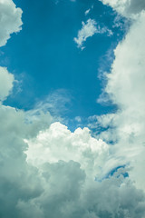 White clouds in blue sky.