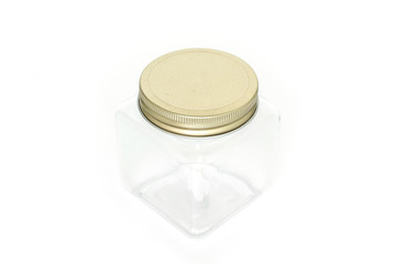 glass jar empty on white background