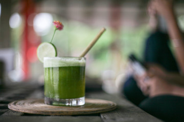 mint lemonade in a glass